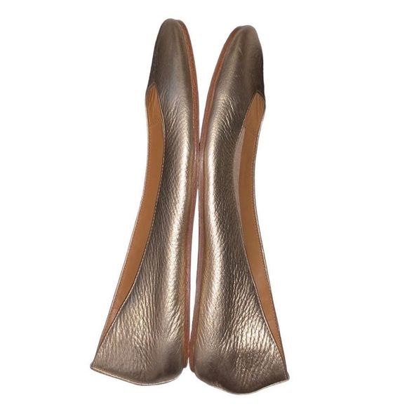 Michael Kors Gold Metallic Leather Ballet Flat 7 - Picture 3 of 8